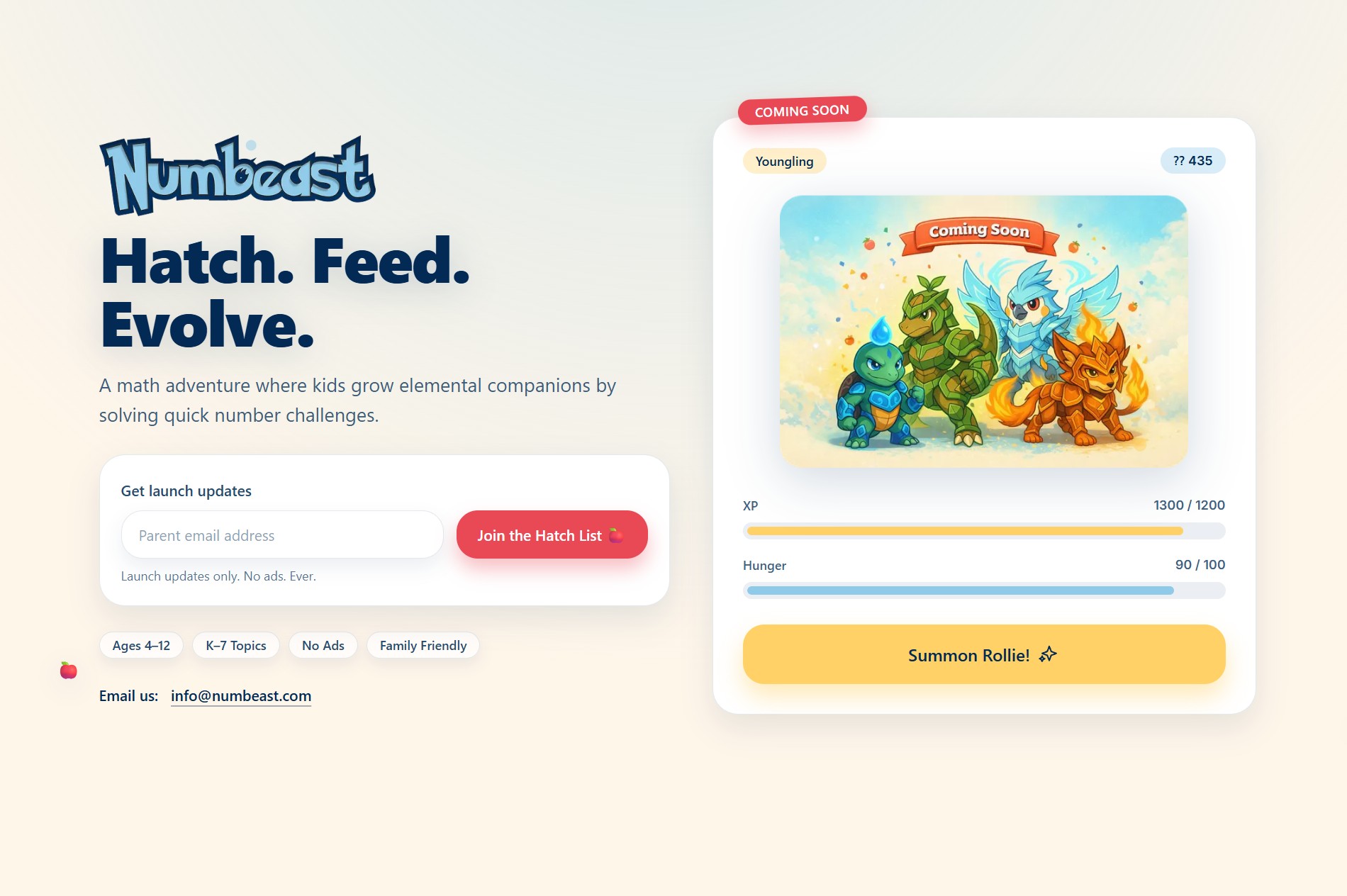 Numbeast app interface design preview